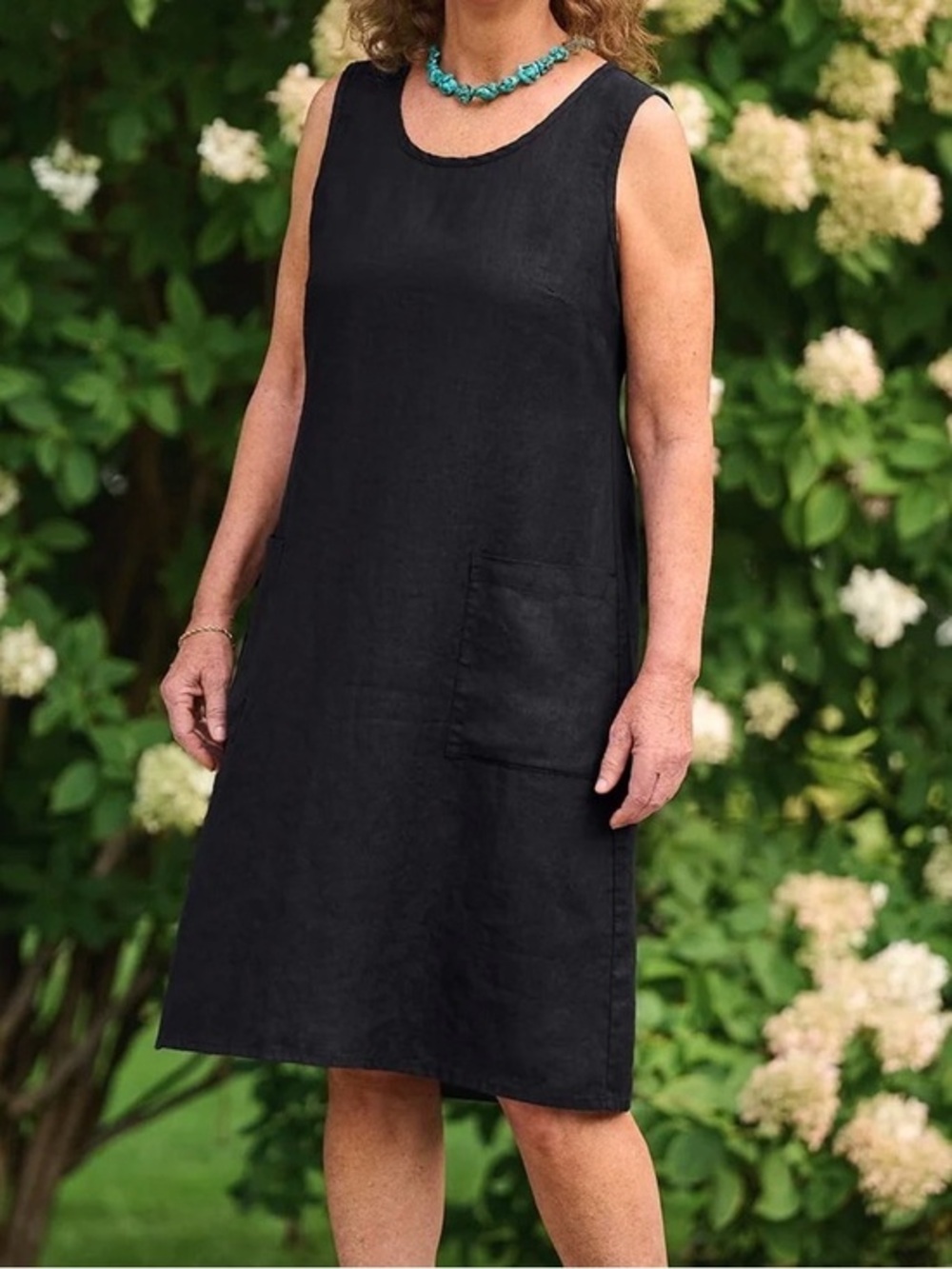 Flax Gathered Back Dress - Linen Shift Dress S